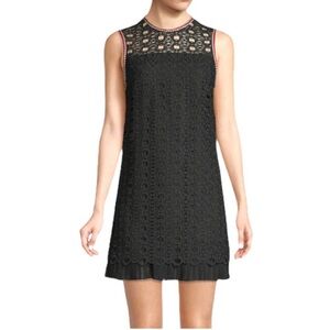 Sandro Lace Crochet Embroidered Franck Mini‎ Dress Sleeveless Ruffle Pleated Hem